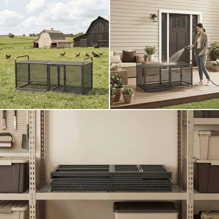 Chicken Coop, Metal, With Run animation