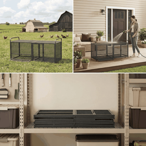 Chicken Coop, Metal, With Run animation