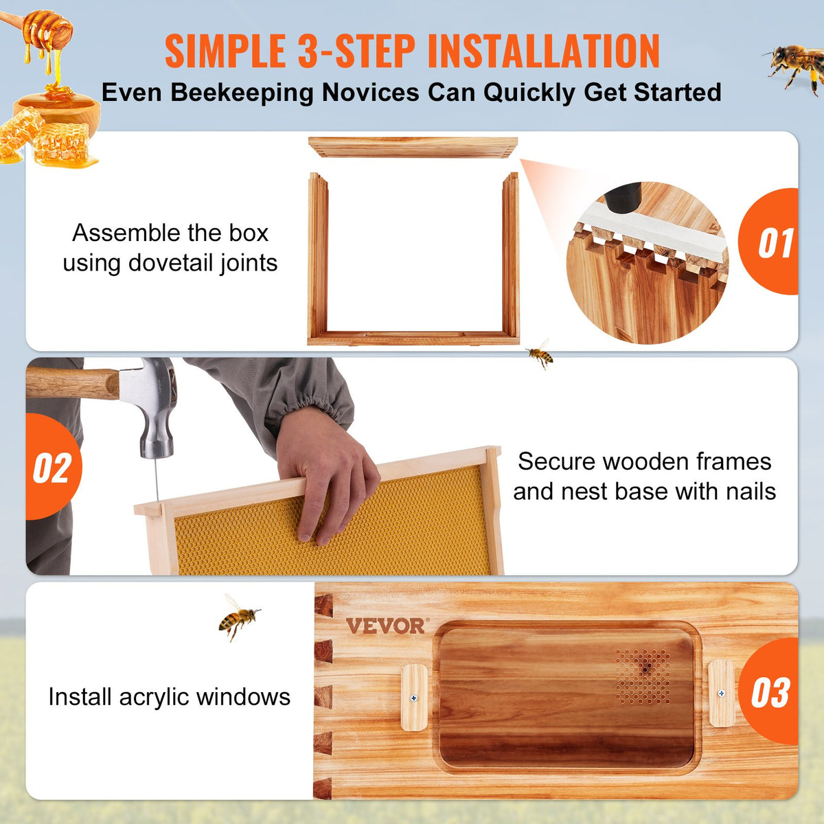 Beehive, Cedar, Medium Box, Starter Kit