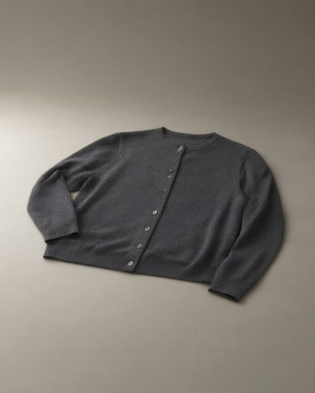 Button-Front Knit Cardigan, Charcoal grey