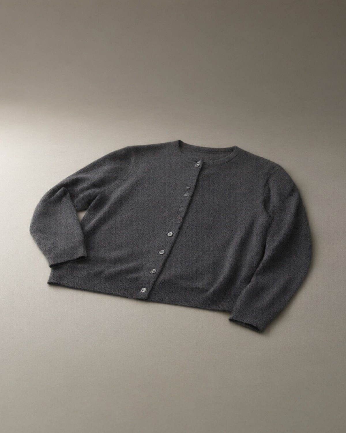 Button-Front Knit Cardigan, Charcoal grey