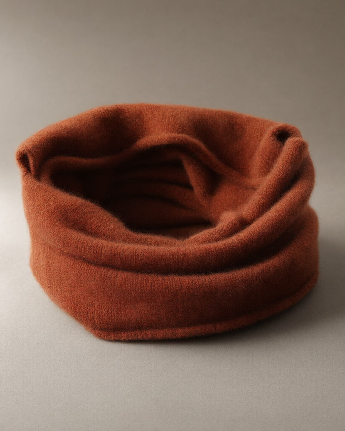 Chunky Wool Snood, Pull-On Neck Warmer, Rust
