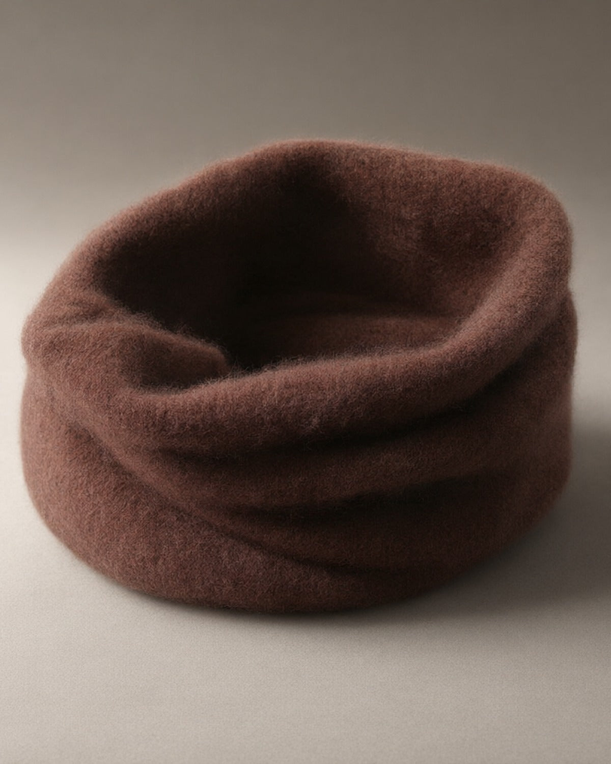 Chunky Wool Snood, Pull-On Neck Warmer, Dark Brown