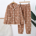 Women’s Flannel Fleece Pyjama Set, Printed in camel bow print, front