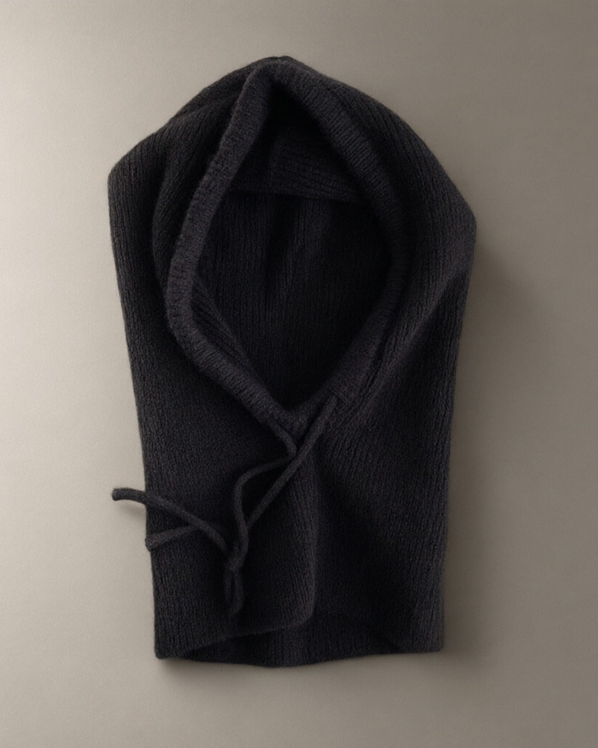 Knitted Hood, Drawstring Neck, Black