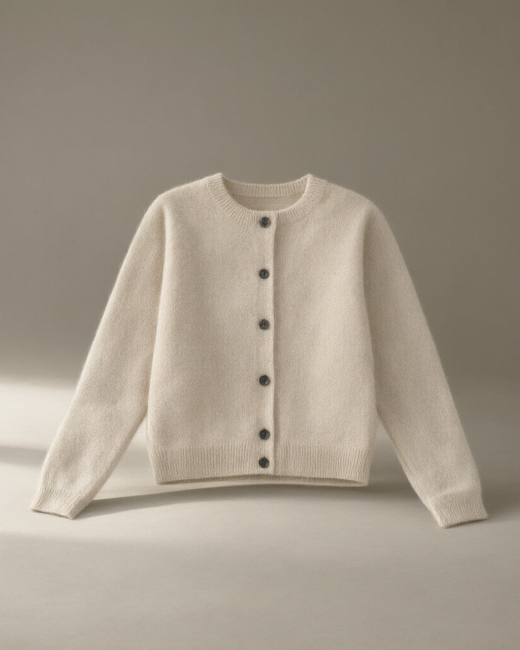 Women's Merino Wool Cardigan, Crew Neck, Oatmeal – on its own