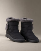 Ankle Snow Boots, Plush Lined, Black