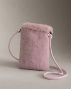Plush Crossbody Phone Bag, Dusty Pink
