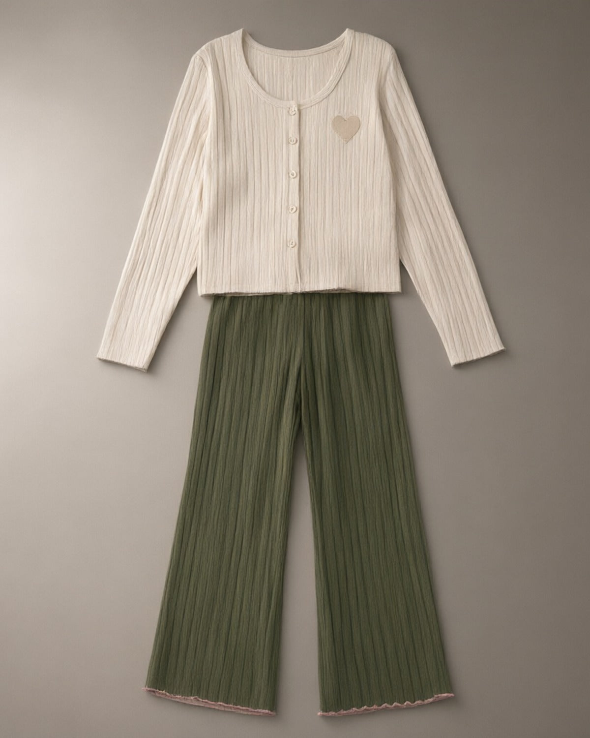 Ribbed Knit Lounge Set, Olive