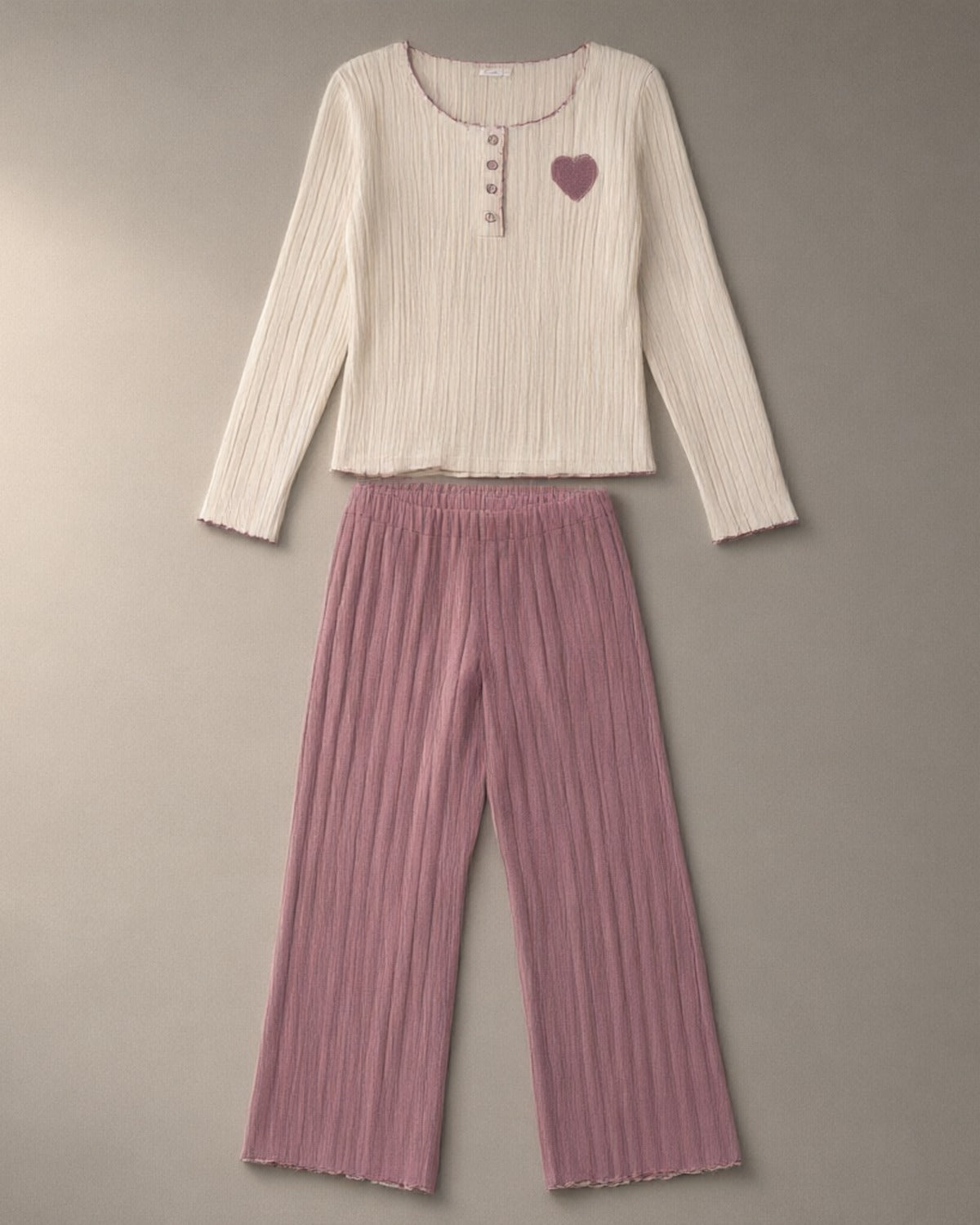 Ribbed Knit Lounge Set, Pink
