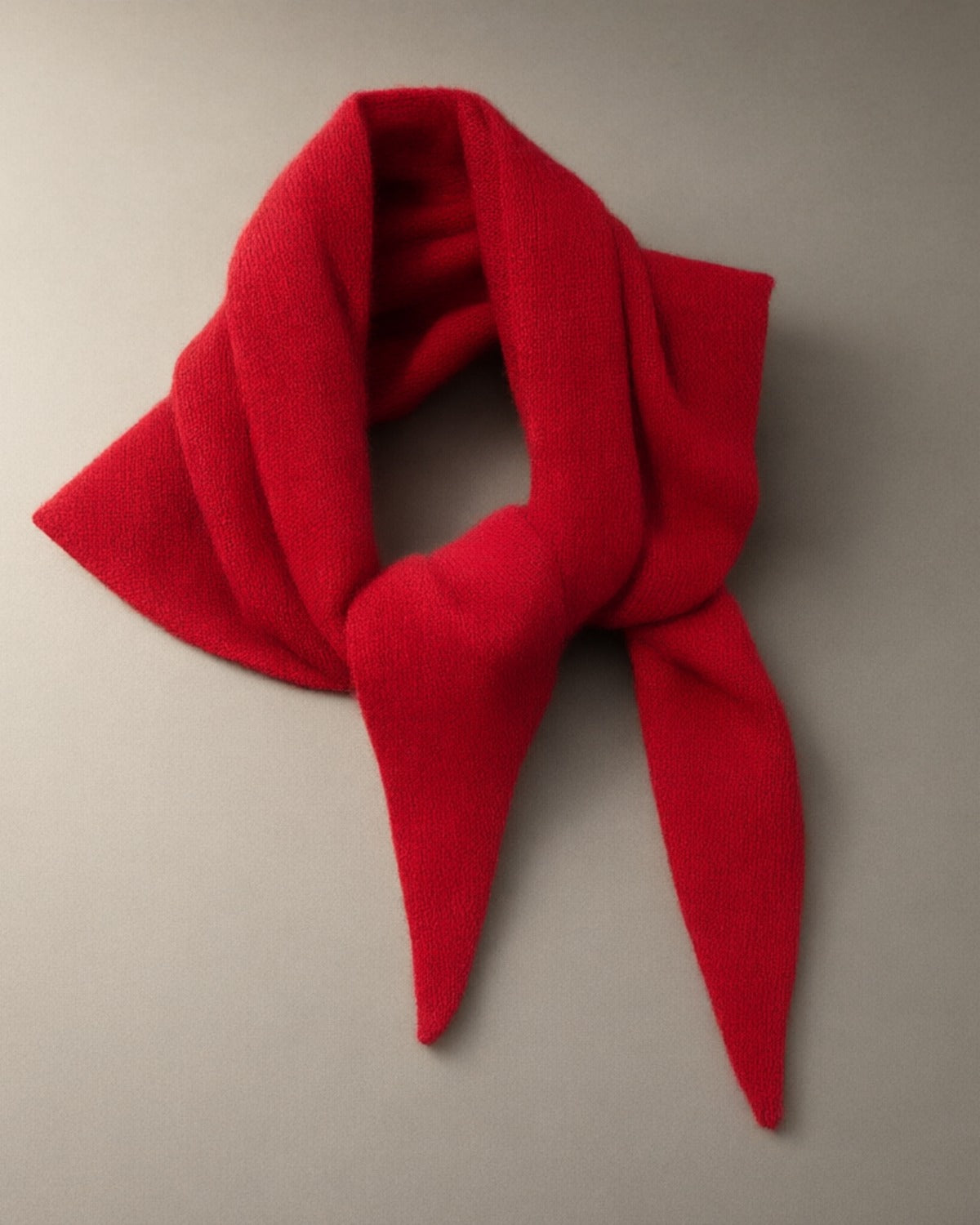 Slim Knitted Wool Scarf, Triangle Tie, Red