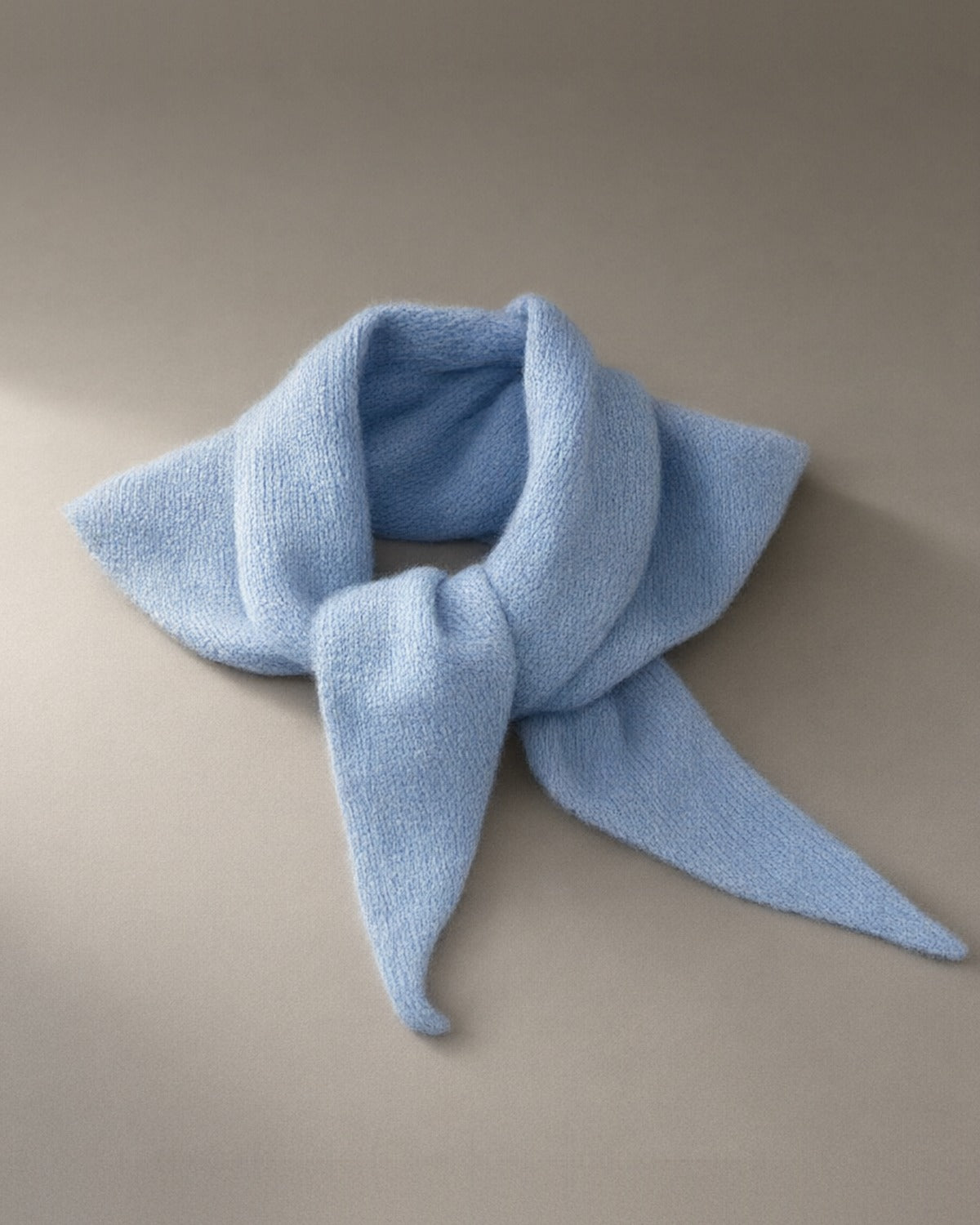 Slim Knitted Wool Scarf, Triangle Tie, Sky Blue