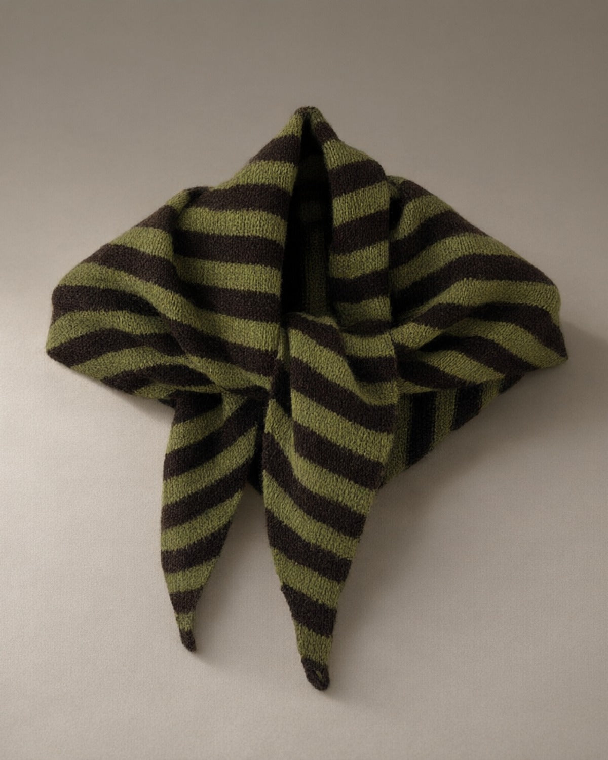 Striped Knit Triangle Scarf, Green Stripe
