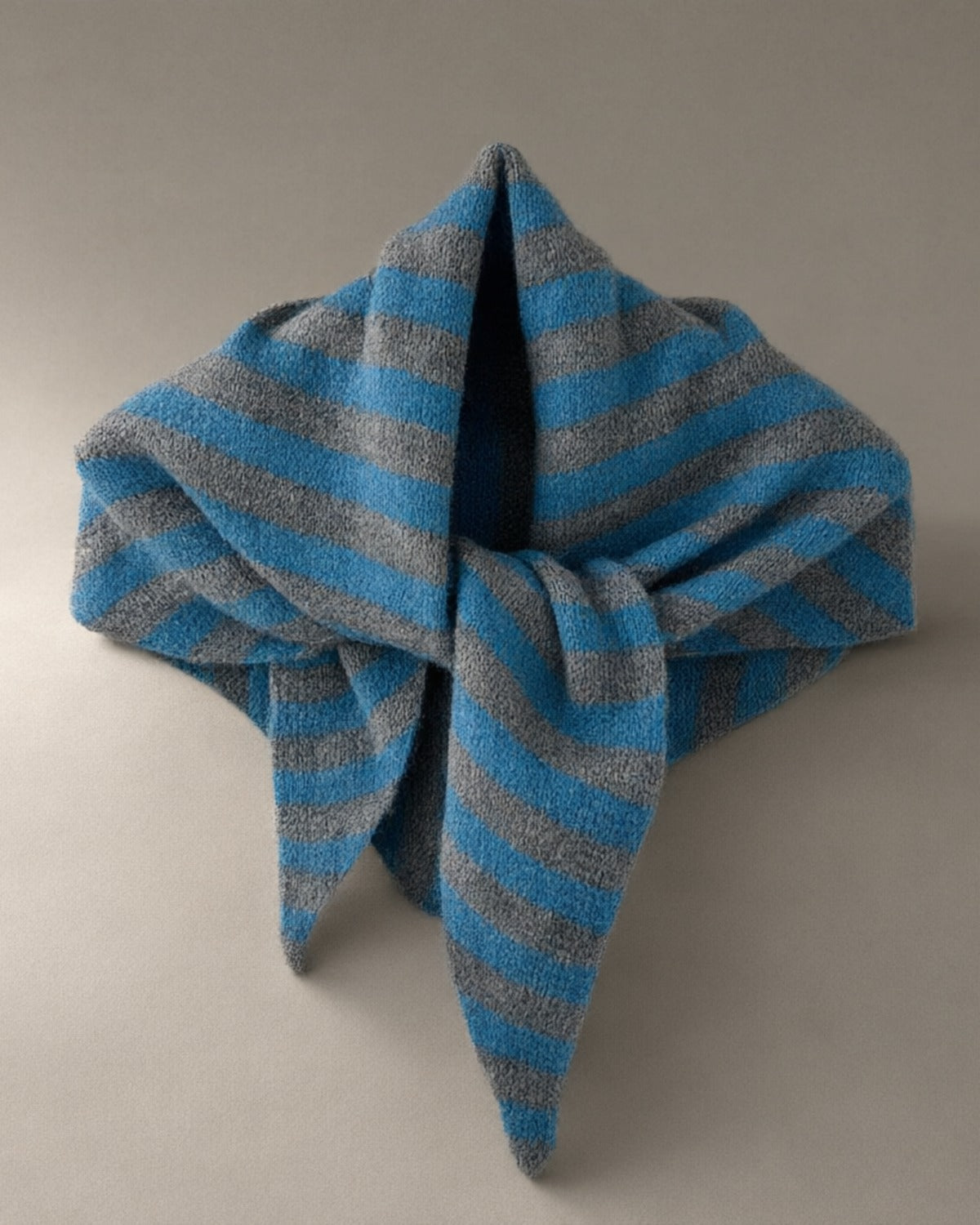 Striped Knit Triangle Scarf, Blue Stripe
