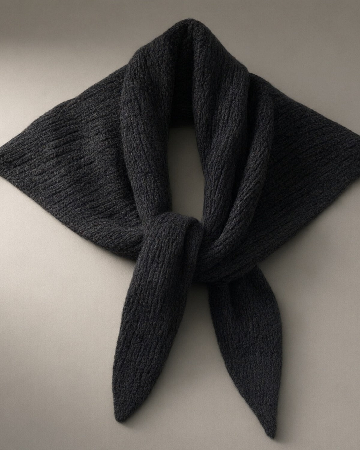 Striped Knit Triangle Scarf, Black