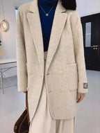 Women's Relaxed Wool-Blend Coat, Double-Faced, Beige