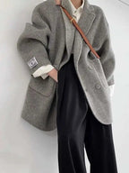 Women's Relaxed Wool-Blend Coat, Double-Faced, Grey