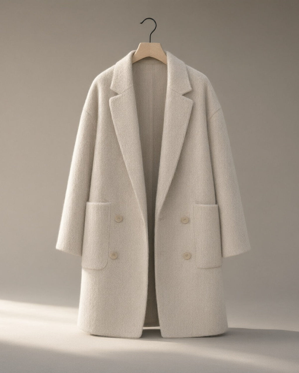 Women's Relaxed Wool-Blend Coat, Double-Faced, Beige – on its own