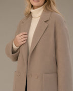 Women's Relaxed Wool-Blend Coat, Double-Faced, Camel – close-up of the fabric