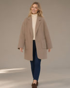 Women's Relaxed Wool-Blend Coat, Double-Faced, Camel – walking, full length