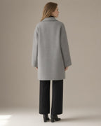 Women's Relaxed Wool-Blend Coat, Double-Faced, Grey – back view