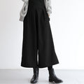 Women’s Wool-Look Wide-Leg Culottes, High Waist in black, front