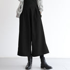 Women’s Wool-Look Wide-Leg Culottes, High Waist in black, front