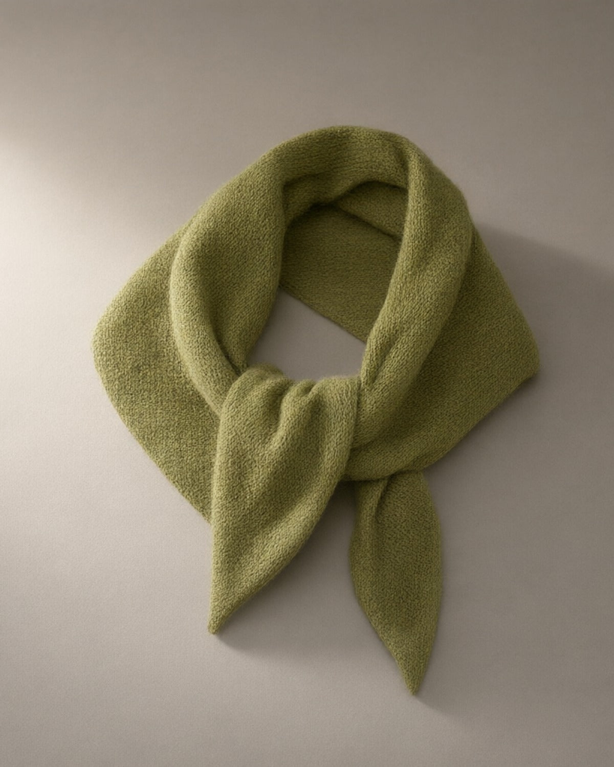 Wool Triangle Scarf, 100% Wool, Olive Green