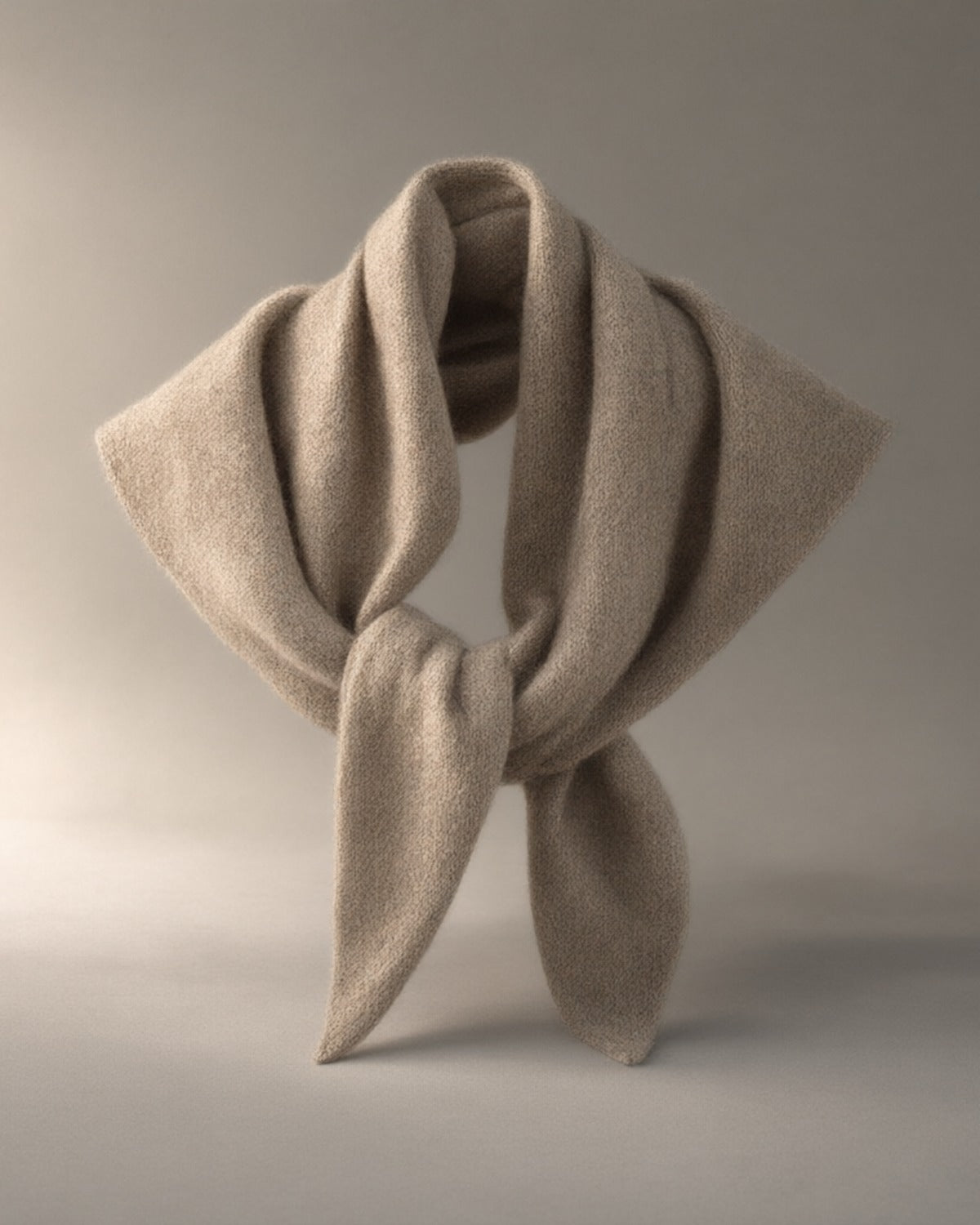 Wool Triangle Scarf, 100% Wool, Taupe
