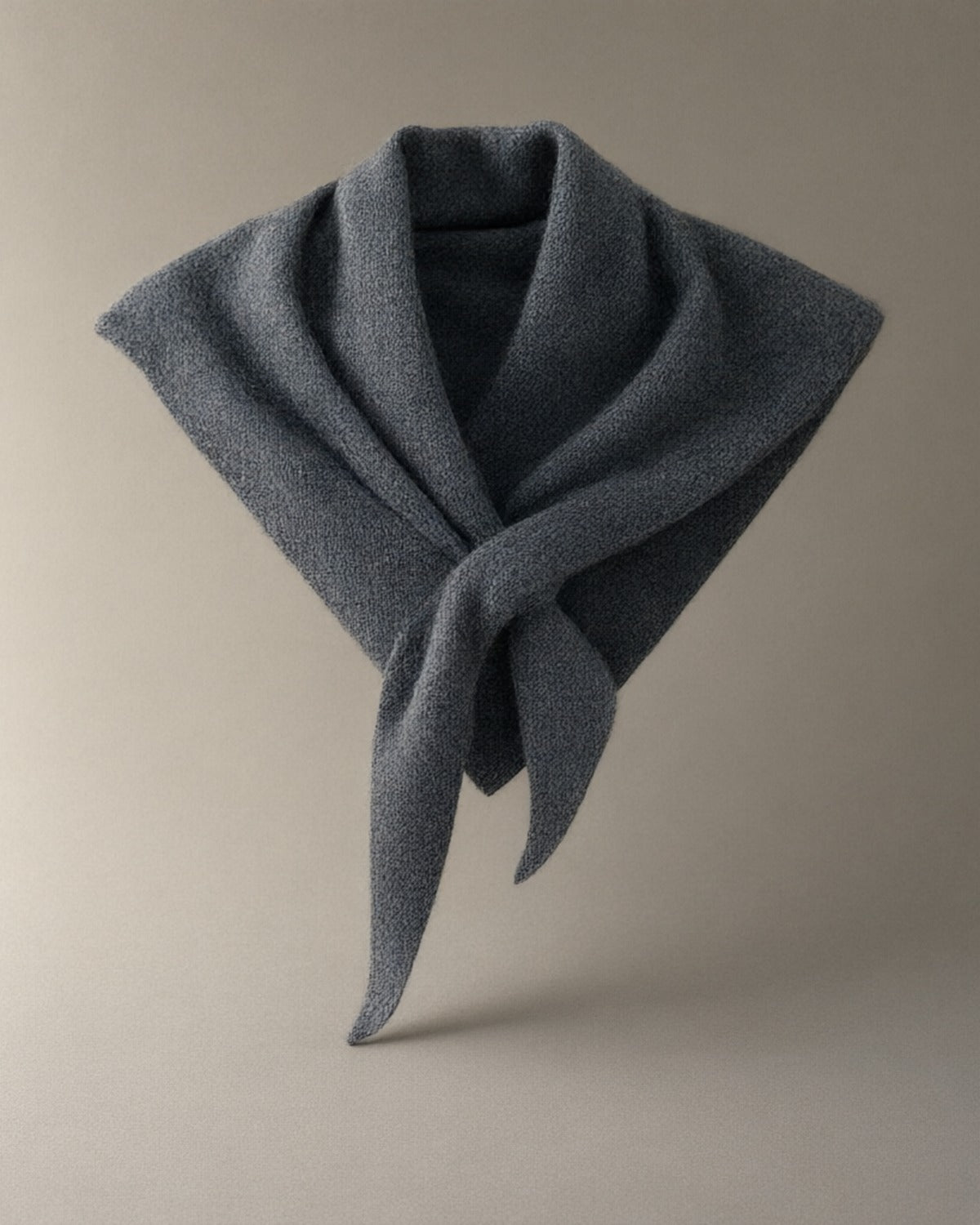 Wool Triangle Scarf, 100% Wool, Dark Grey